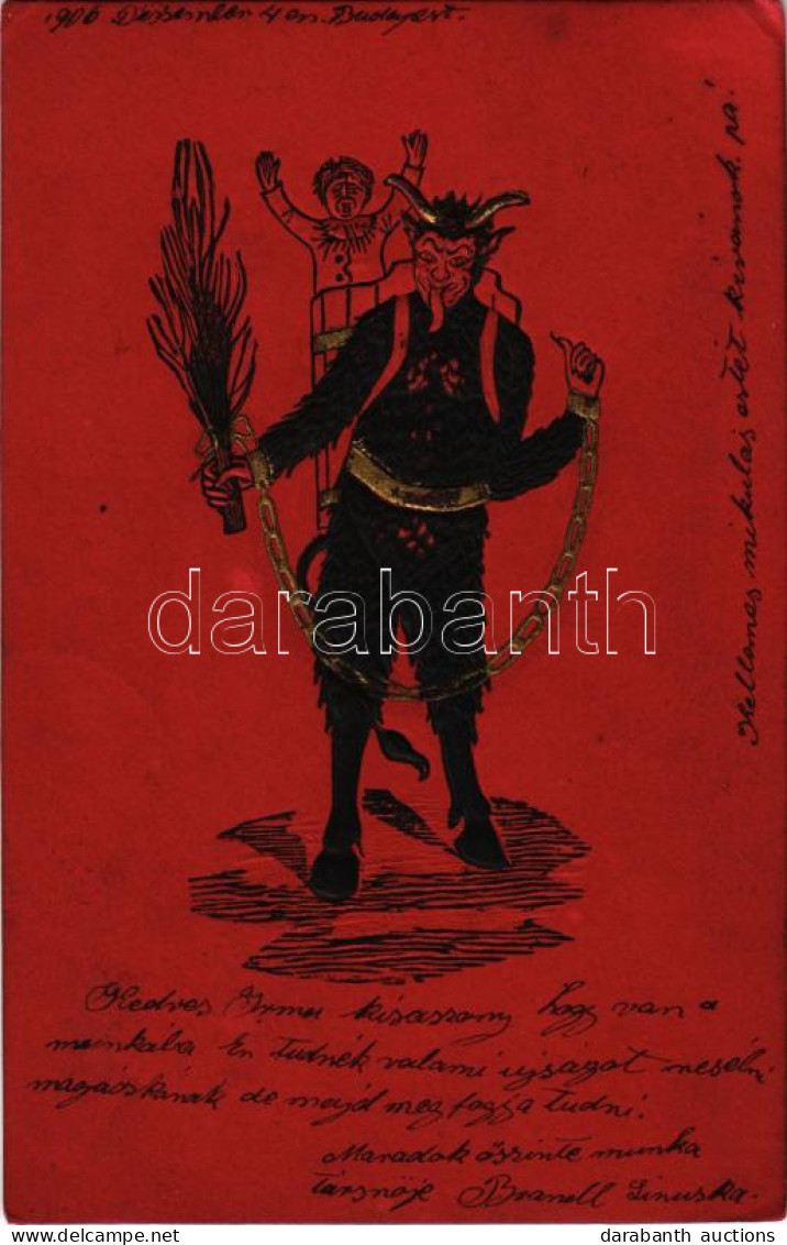 * T2/T3 Dombornyomott Krampusz üdvözlet / Embossed Krampus Greeting (EK) - Ohne Zuordnung