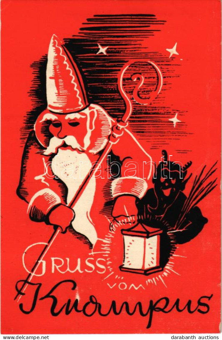 T2/T3 1947 Gruss Vom Krampus With Saint Nicholas / Krampusz és Mikulás (EK) - Ohne Zuordnung