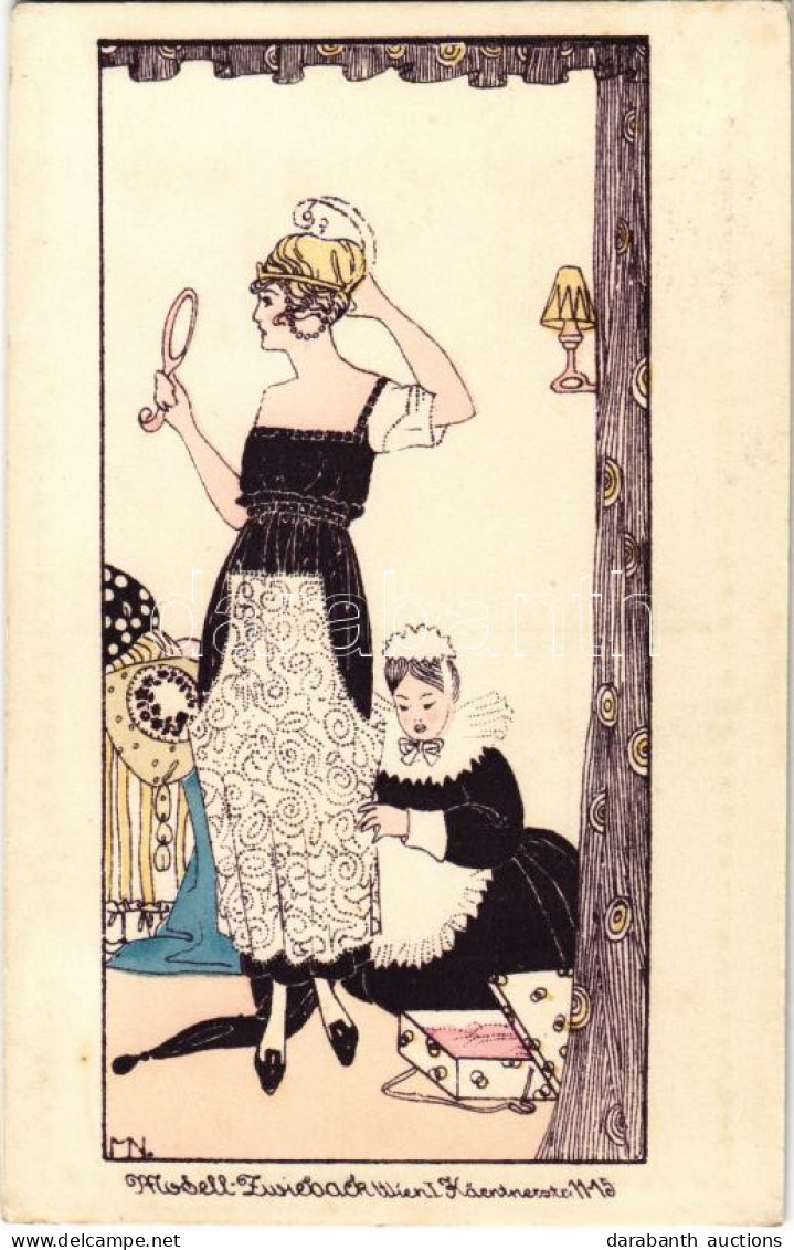 ** T1 Modell Zwieback. Wien, Kärtnerstrasse 11-15. / Viennese Art Nouveau Fashion Advertisement Postcard S: M.N. (Martin - Non Classés