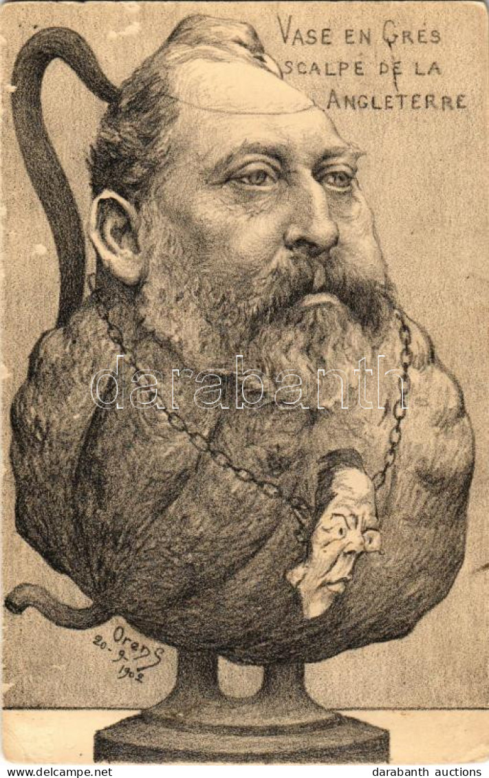 ** T3 Vase En Grés Scalpe De La Angleterre... / Francia Politikai Karikatúra / French Political Caricature Of Edward VII - Non Classés