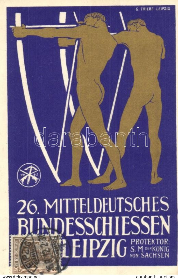 T2 1911 Leipzig, Mitteldeutsches Bundesschiessen / Central German Federal Shooting Event Advertisement Card. No. 1. Offi - Non Classés