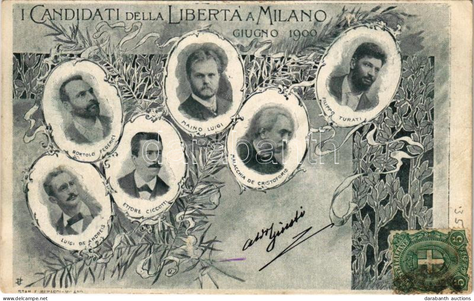 T3 1902 I Candidati Della Liberta A Milano Giugno 1900: Bortolo Federici, Maino Luigi, Filippo Turati, Luigi De Andreis, - Ohne Zuordnung