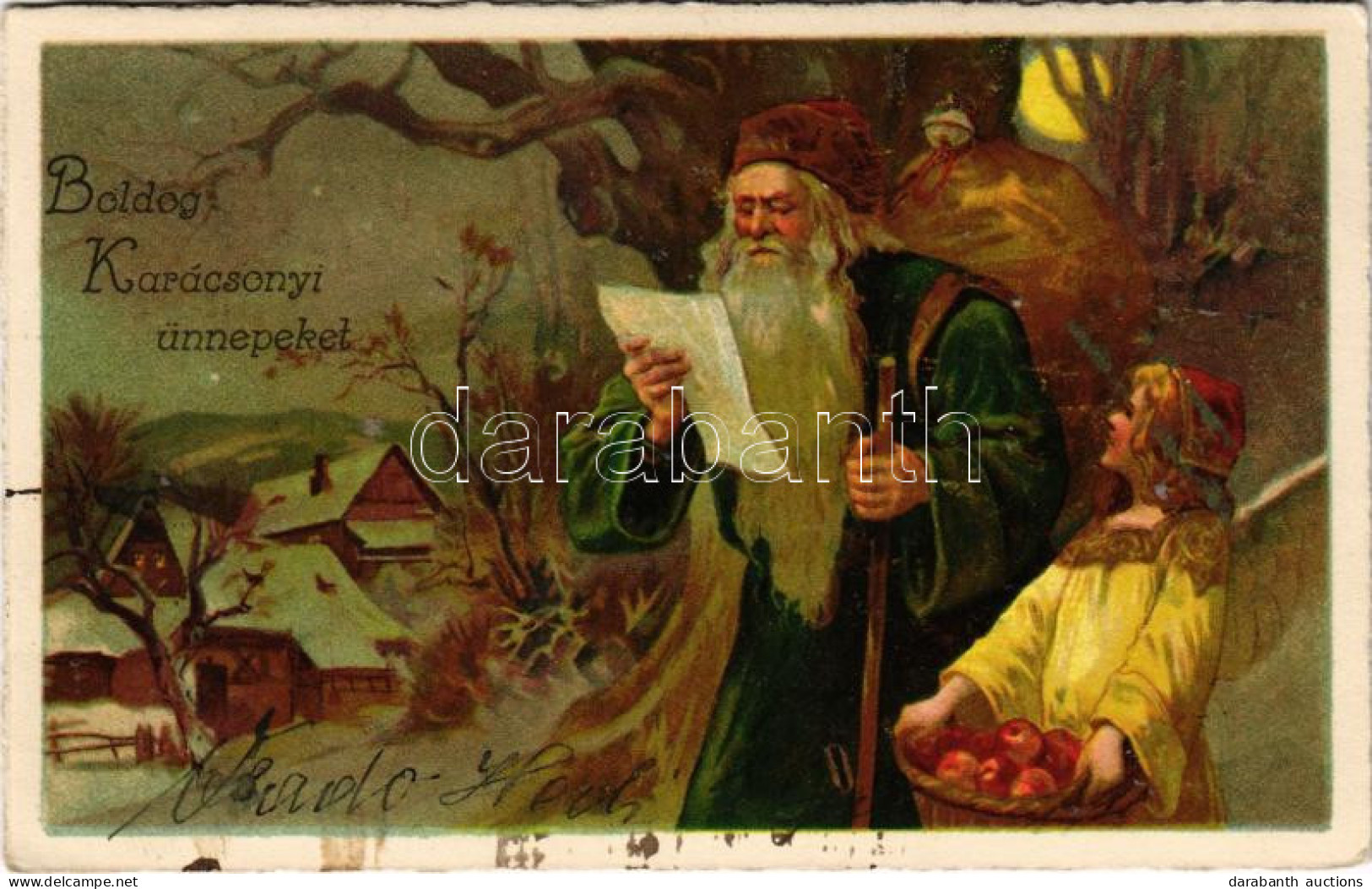 T2/T3 1932 Boldog Karácsonyi ünnepeket! Mikulás / Christmas Greeting With Saint Nicholas. Litho - Unclassified