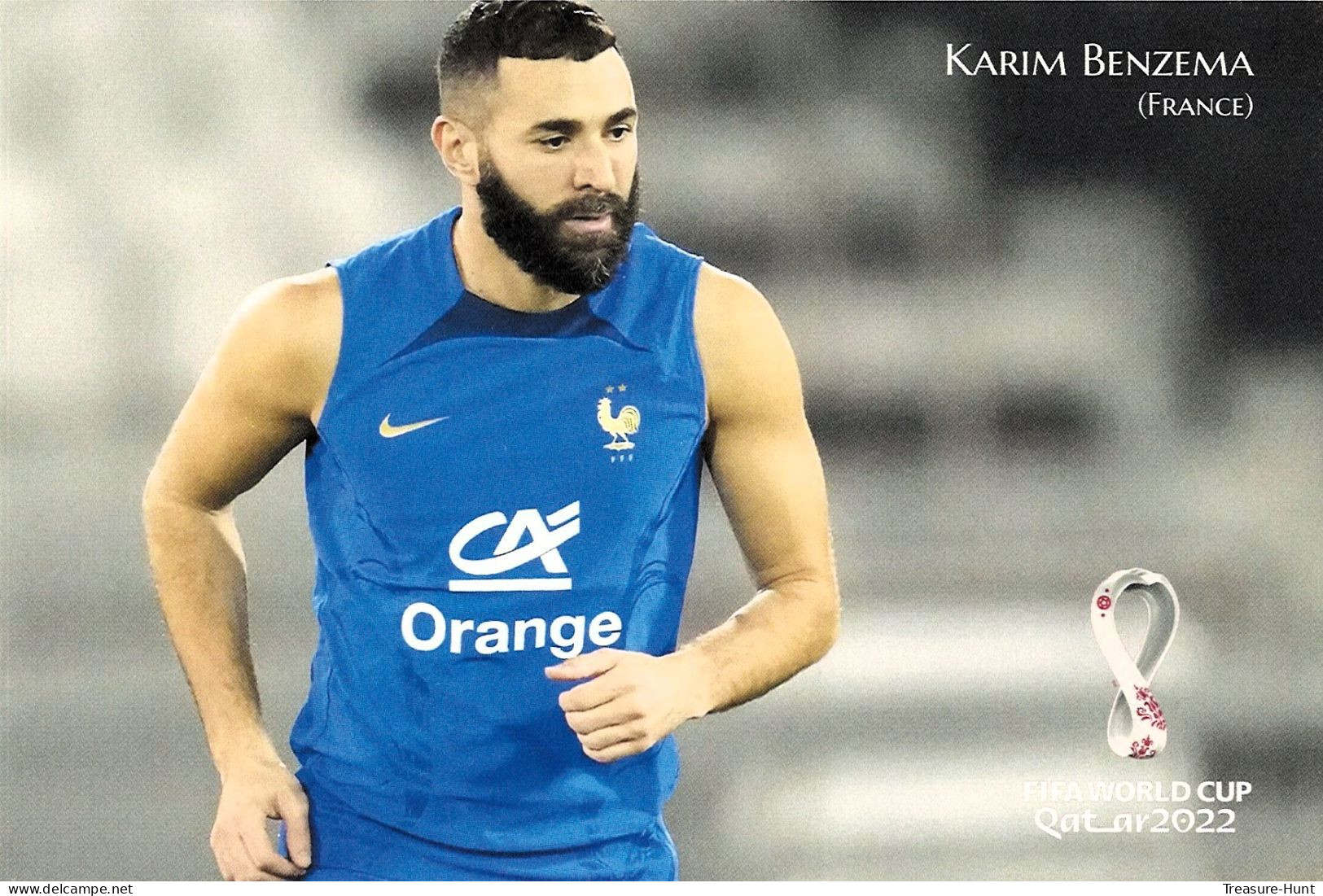 RARE Collector's Edition Picture POSTCARD, 2022 FIFA World Cup Soccer Football In Qatar, France Player Karim Benzema - 2022 – Qatar