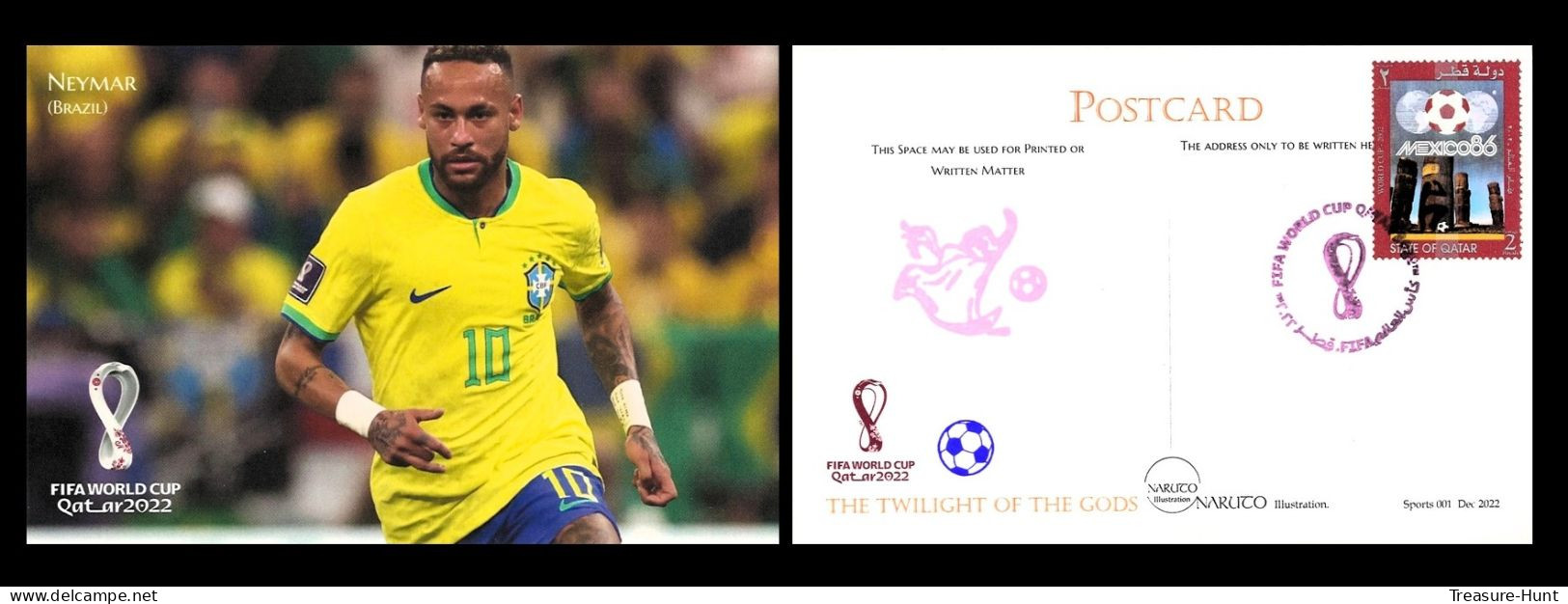 RARE Collector's Edition Picture POSTCARD, 2022 FIFA World Cup Soccer Football In Qatar, Brazil Player Neymar - 2022 – Qatar