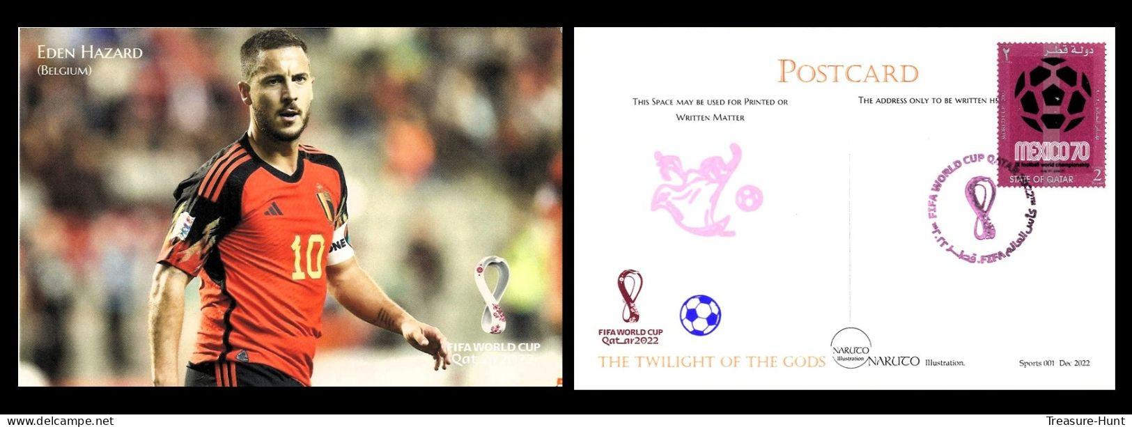 RARE Collector's Edition Picture POSTCARD, 2022 FIFA World Cup Soccer Football Qatar, Belgium Player Eden Hazard - 2022 – Qatar