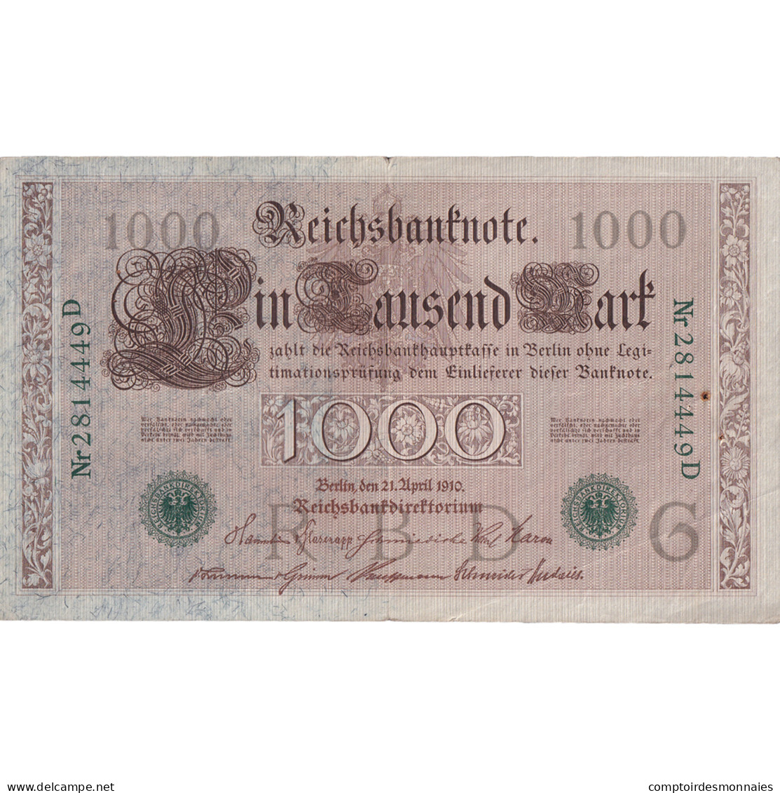 Billet, Allemagne, 1000 Mark, 1910, 1910-04-21, KM:45a, TB - 1000 Mark