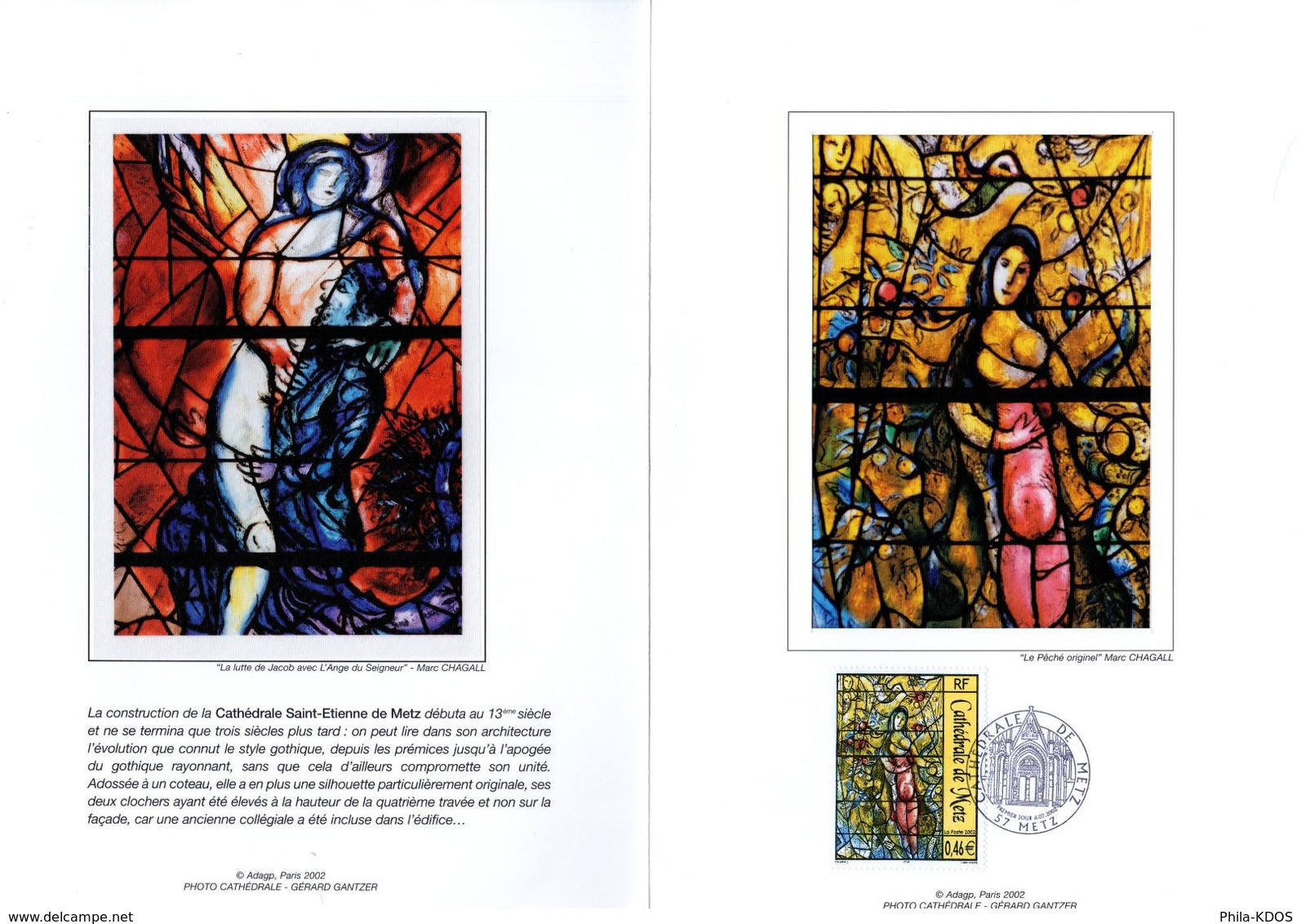 " CATHEDRALE DE METZ " Sur Encart 1er Jour LUXE N°té Sur Soie De 4 Pages De 2002. N° YT 3498. Parfait état. FDC - Vetri & Vetrate