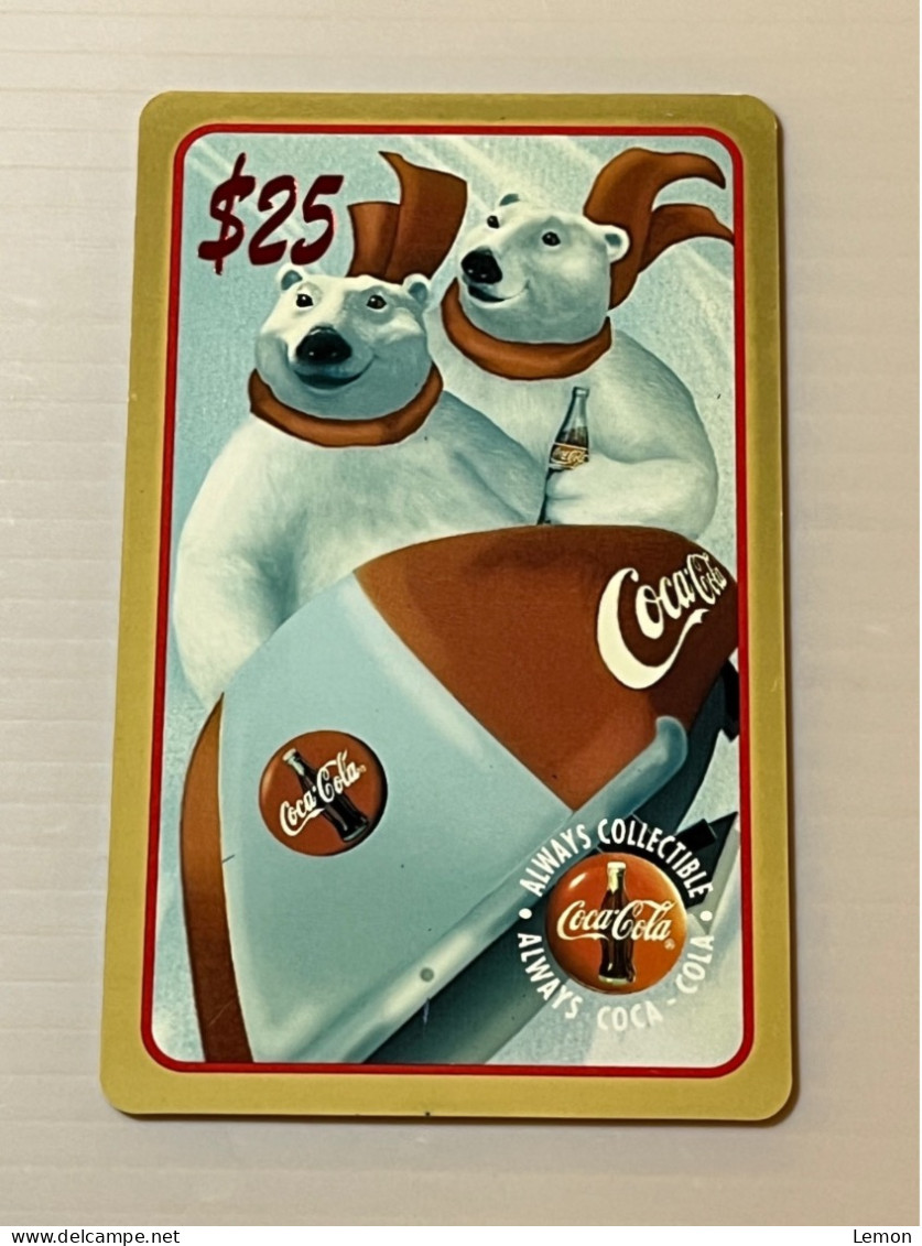 Mint USA UNITED STATES America Prepaid Telecard Phonecard, Coca Cola White Bear $25 Card Gold Border, Set Of 1 Mint Card - Colecciones