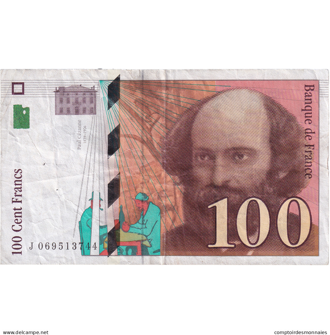 France, 100 Francs, Cézanne, 1998, J069513744, TB, Fayette:74.2, KM:158a - 100 F 1997-1998 ''Cézanne''