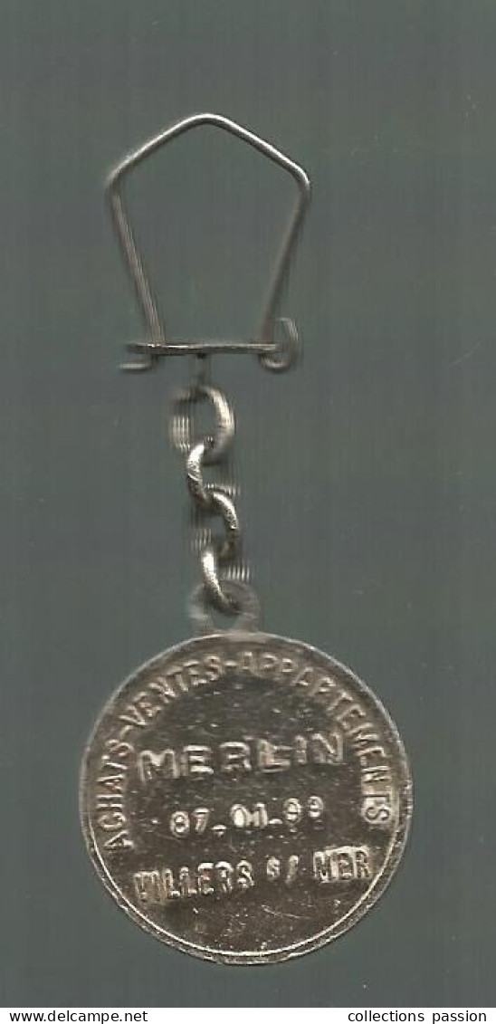 Porte Clefs, Clés, Merlin, Villers S/mer, Calvados, 14, Première Traversée De La Manche 1785, 2 Scans, Frais Fr 1.85 E - Porte-clefs