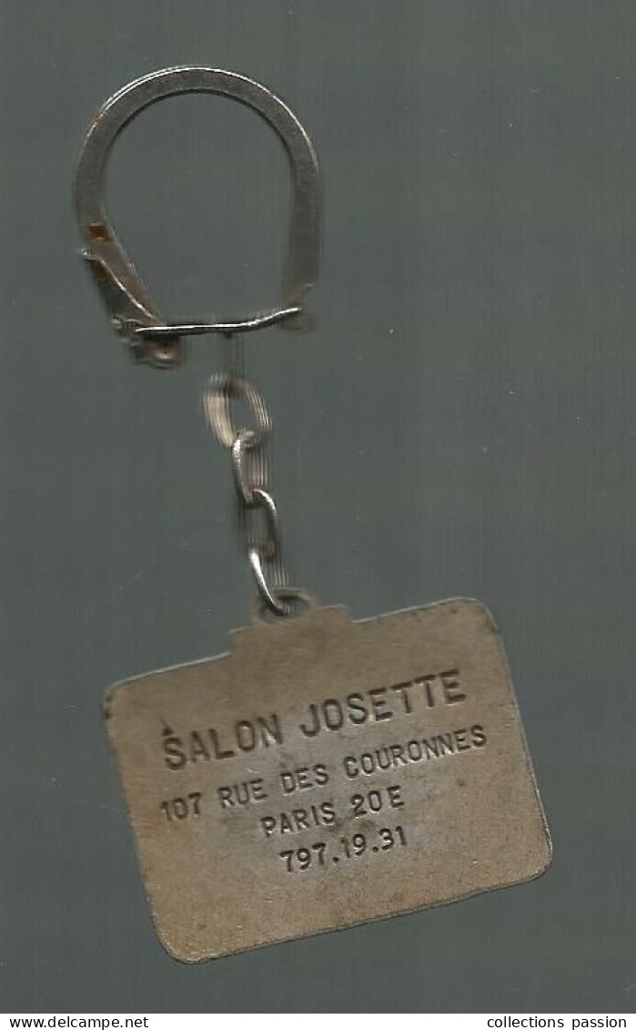 Porte Clefs, Clés, Institut De Beauté, Barbier, Salon Josette, Paris 20 E, 2 Scans, Frais Fr 1.85 E - Porte-clefs