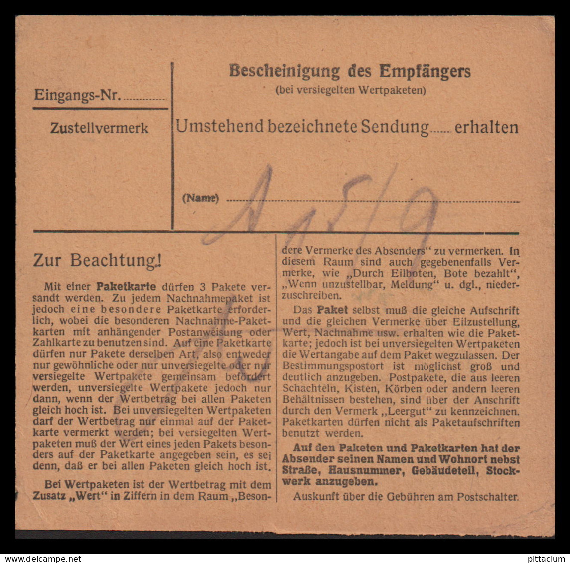 Luxemburg 1943: Paketkarte  | Besatzung, Bezirksämter, Moselland | Eschdorf;Heiderscheid, Luxemburg;Luxembourg - 1940-1944 Occupation Allemande