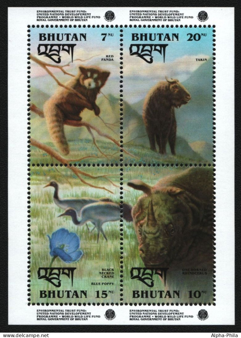 Bhutan 1993 - Mi-Nr. Block 349 ** - MNH - Wildtiere / Wild Animals - Bhoutan
