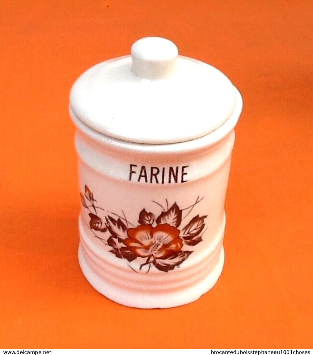 Pot Couvert Farine Céramique à Décor Floral - Altri & Non Classificati