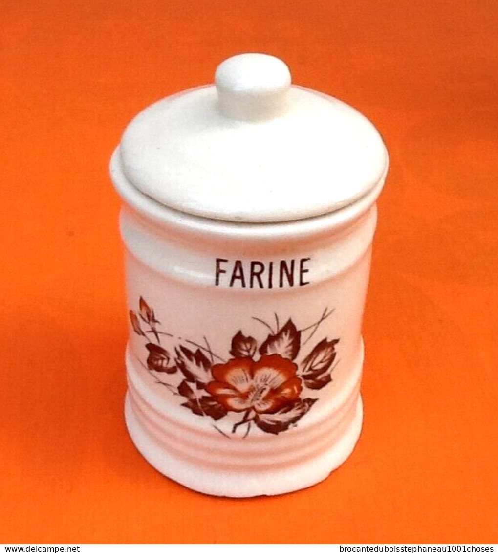 Pot Couvert Farine Céramique à Décor Floral - Other & Unclassified