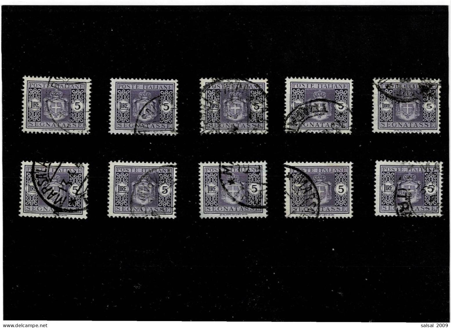 ITALIA ,LUOGOTENENZA ,"Segnatasse" ,senza Fasci E Senza Filigrana ,5L.violetto ,10 Pezzi Usati ,qualita Ottima - Postage Due