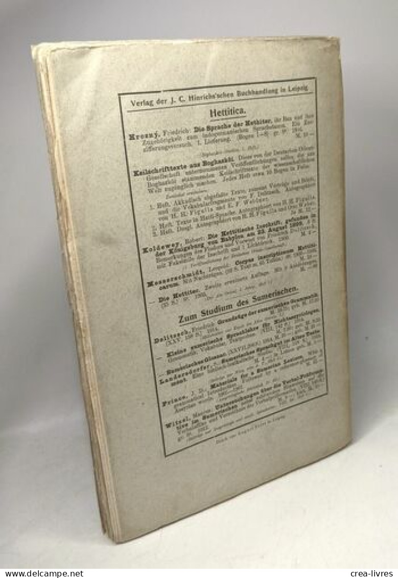 Studien Zur Hethitischen Sprachwissenschaft - ERSTER TEIL / Leipziger Semitistische Studien VII 1-2 - Sciences