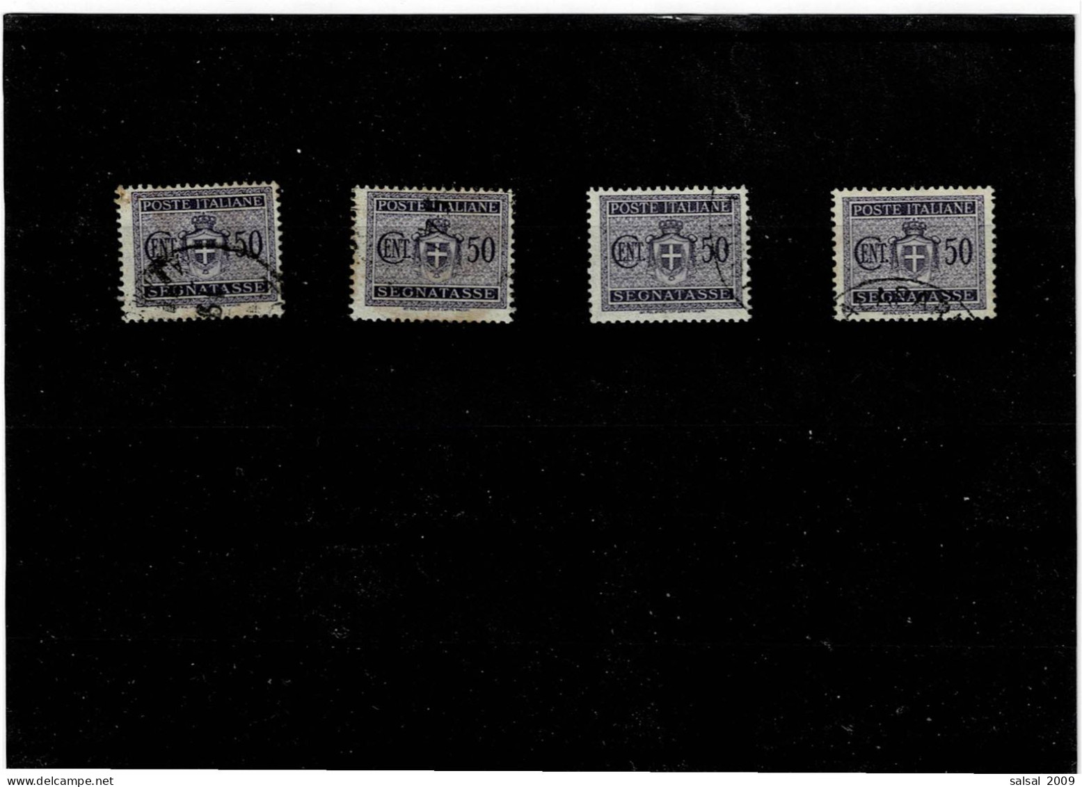 ITALIA ,LUOGOTENENZA ,"Segnatasse" ,con Filigrana Ruota ,50c, Violetto ,4 Pezzi Usati ,qualita Ottima - Postage Due