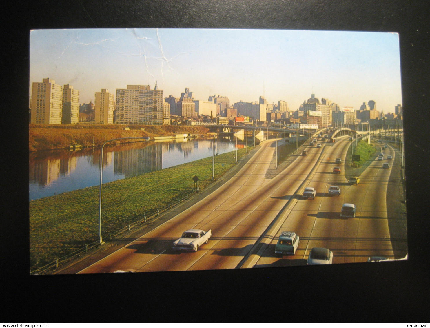 PHILADELPHIA Pennsylvania Schuylkill Expressway Cancel PAOLI 1968 To Sweden Slight Folded Postcard USA - Philadelphia