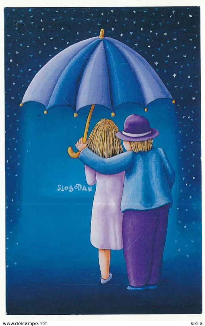 CPSM / CPM 9 X 14 Illustrateur SLOBODAN (17) "La Protection" Peinture De Slobodan  Couple Parapluie - Slobodan
