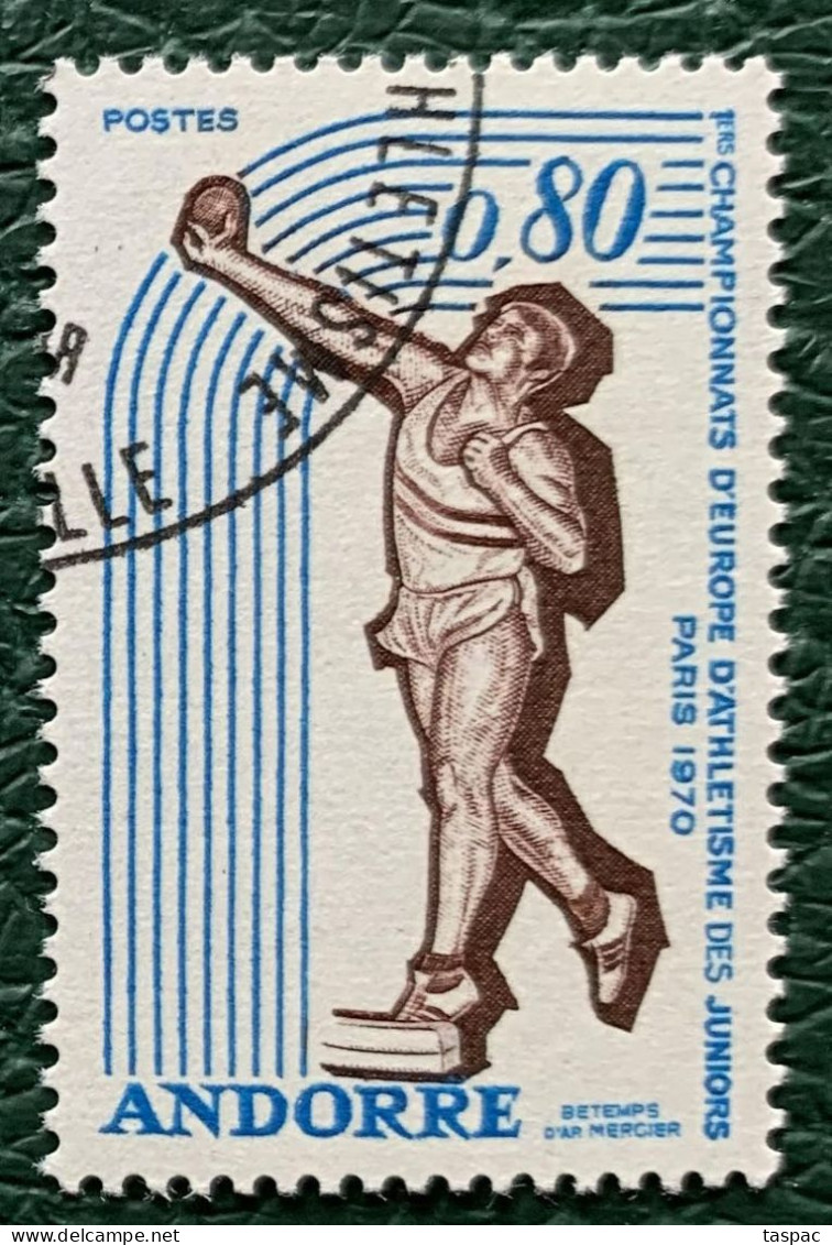 French Andorra 1970 Mi# 225 Used - 1st European Junior Athletic Championships / Shot Put - Used Stamps