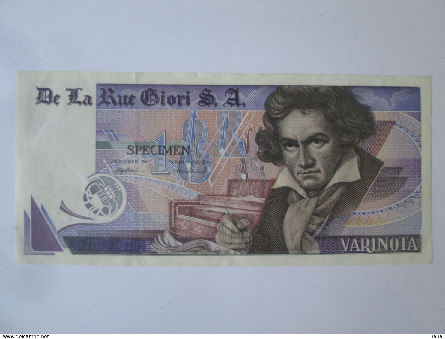 Italy 1 Beethoven Varinota-De La Rue Giori Specimen Test Banknote,see Pictures - [ 8] Fakes & Specimens