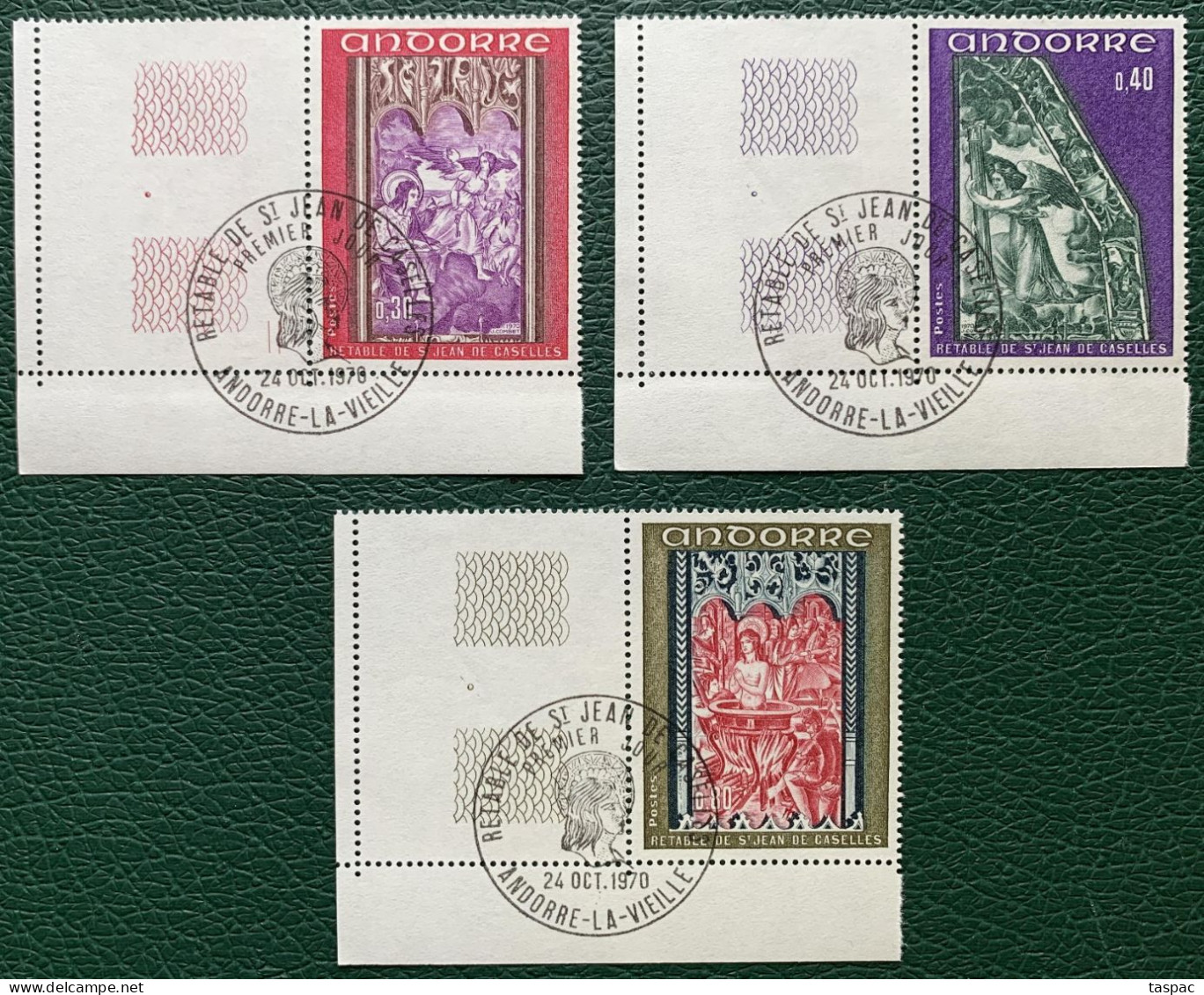 French Andorra 1970 Mi# 226-228 Used - The Revelation / Frescoes From The Altar Of St. John, Caselles - Oblitérés