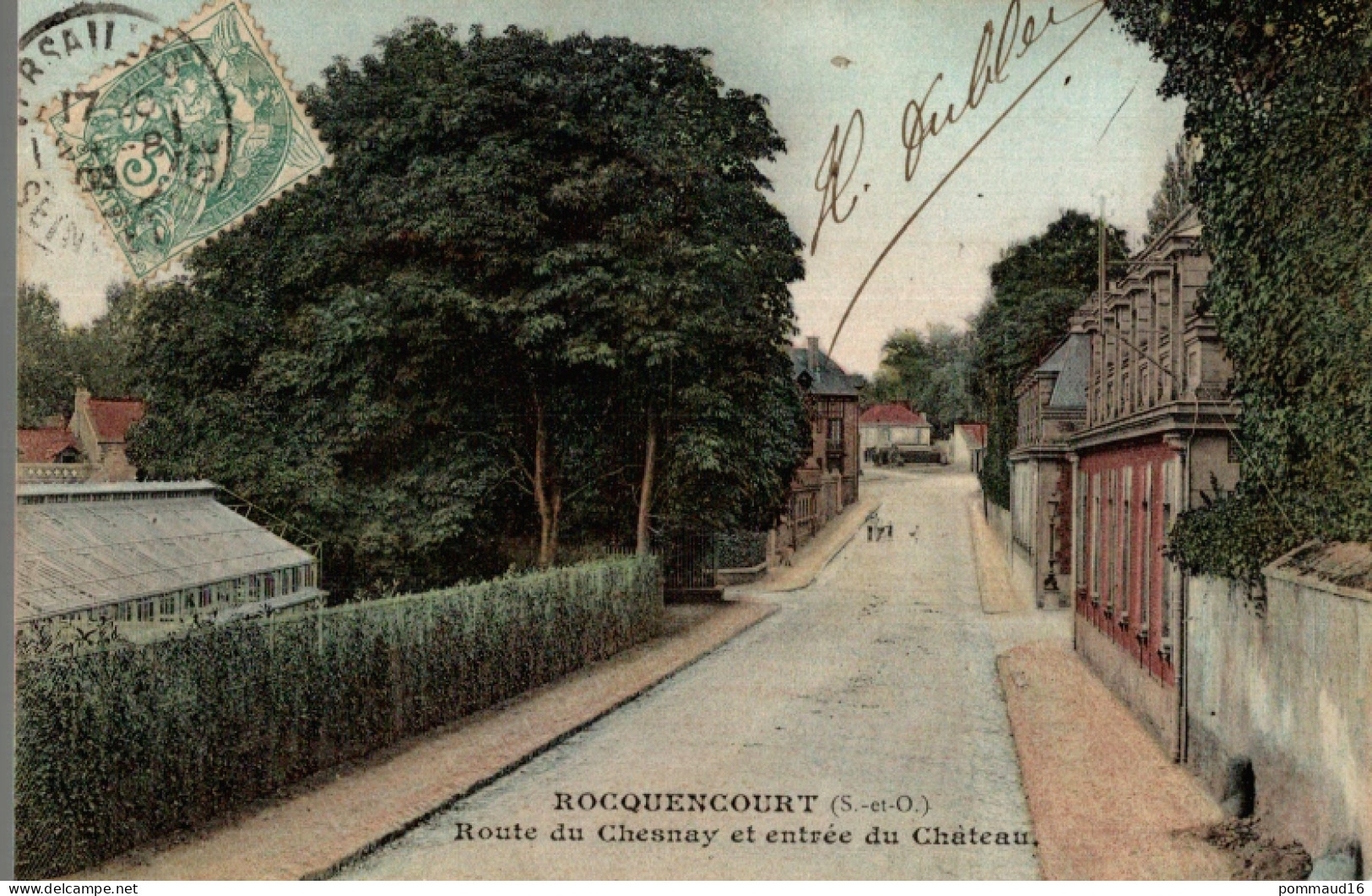 CPA Rocquencourt Route Du Chesnay Et Entrée Du Château - Rocquencourt