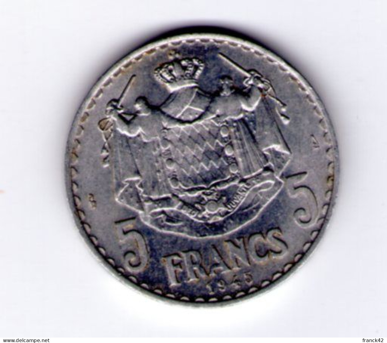 Monaco. Louis II. 5 Francs 1945 - 1922-1949 Louis II.