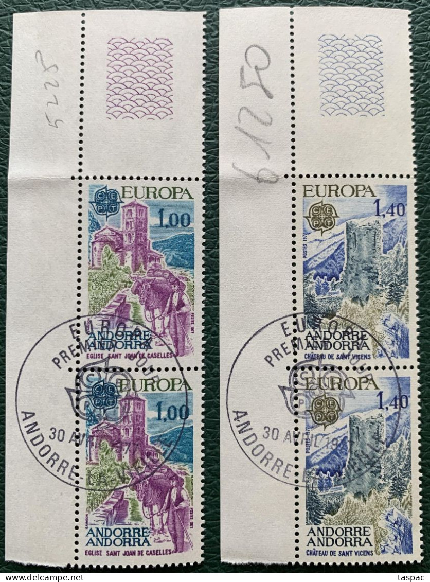 French Andorra 1977 Mi# 282-283 Used - Set In Pairs - Europa / Landscapes - Usados