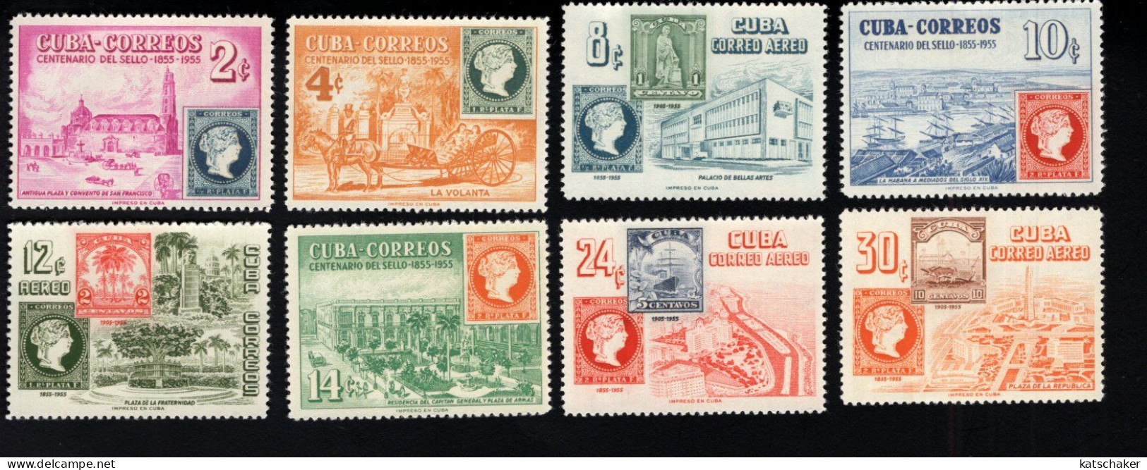 1881205461 1955 SCOTT  539 542 C110 C113 (XX) POSTFRIS MINT NEVER HINGED - STAMPS OF 1885 - CENT OF CUBA'S 1ST STAMPS - Neufs