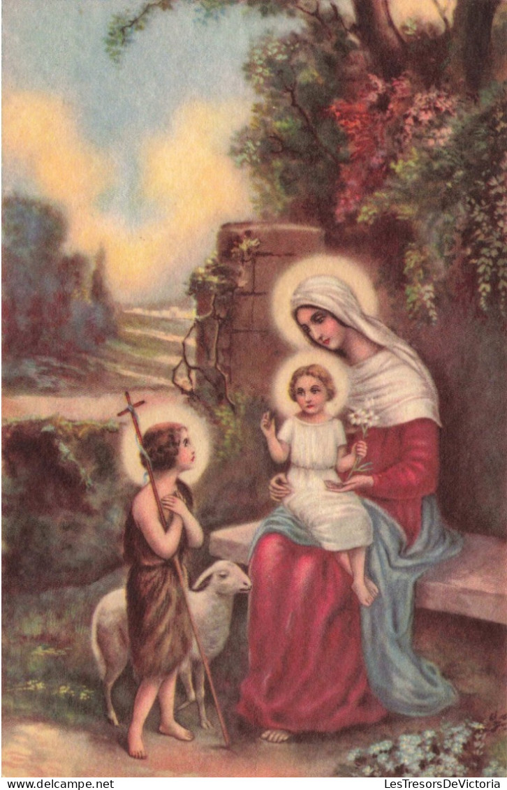 RELIGION - Marie Et L'enfant Jésus Avec Un Berger  - Colorisé - Carte Postale Ancienne - Paintings, Stained Glasses & Statues