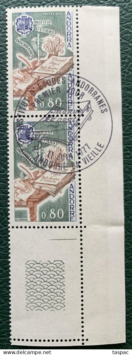 French Andorra 1977 Mi# 284 Used - Pair - Establishment Of Institute Of Andorran Studies - Used Stamps