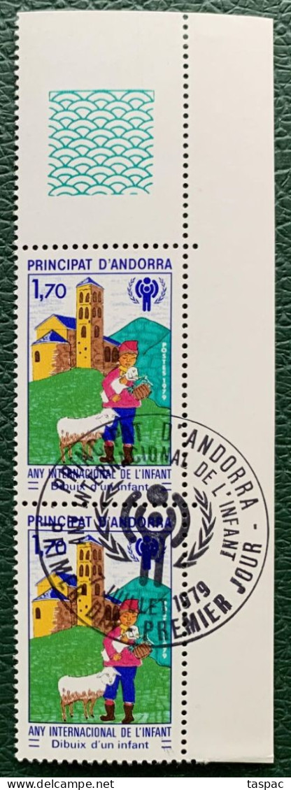 French Andorra 1979 Mi# 300 Used - Pair - International Year Of The Child - Gebruikt