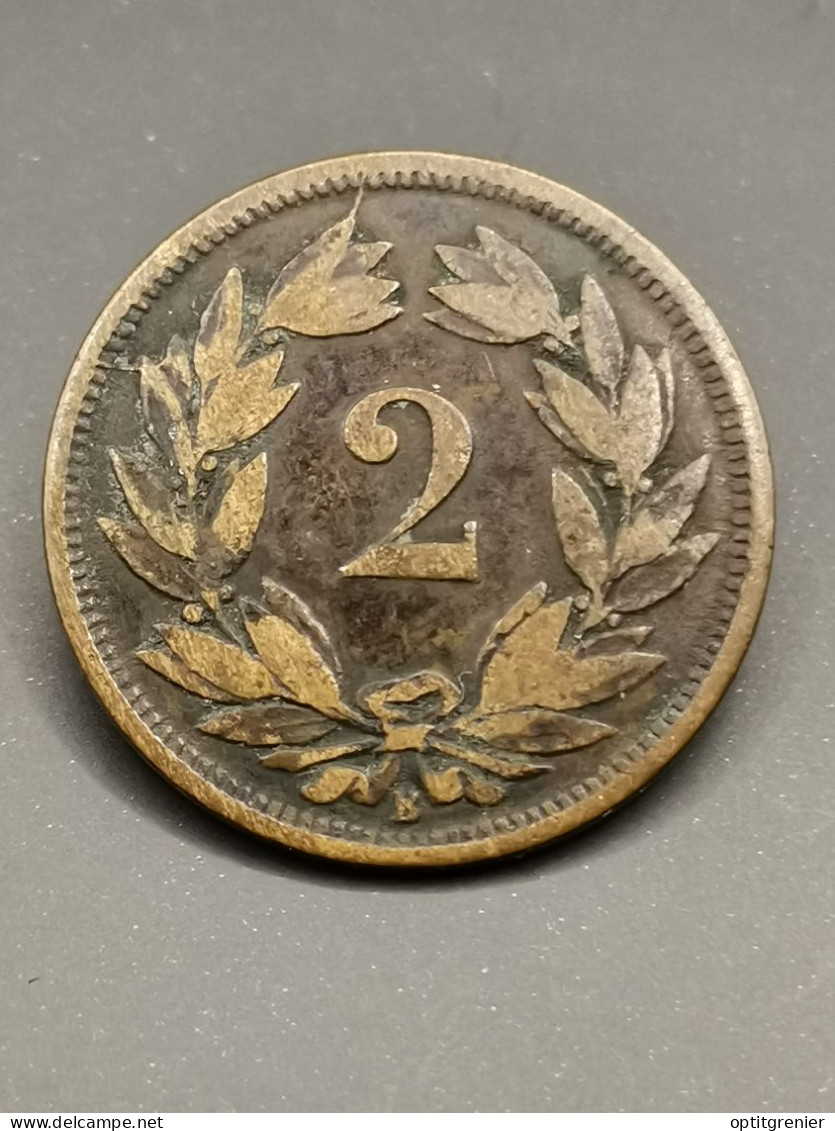 2 RAPPEN 1870 B SUISSE / 2 CENTIMES ECUSSON 540000 EX. - Autres & Non Classés