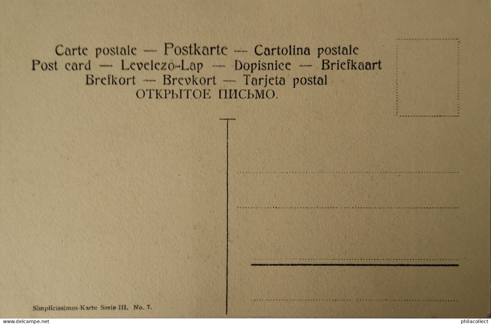 Simplicissimus Karte Serie III No 7. // Caricature 19?? - 1900-1949