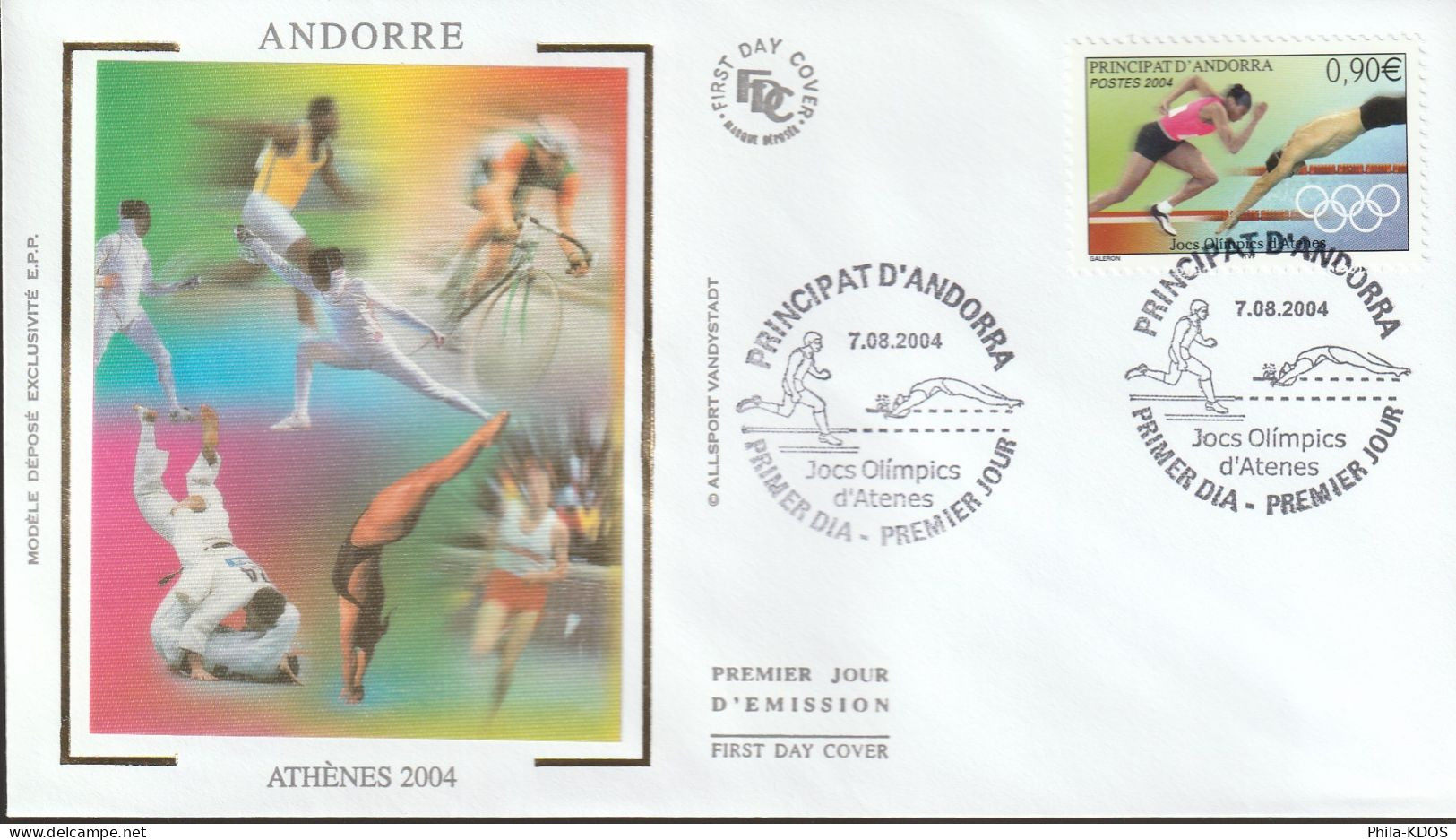 " J.O. ATHENES 2004 " Sur Enveloppe 1er Jour Sur Soie De 2004 D'Andorre Parfait état. FDC A SAISIR - Estate 2004: Atene