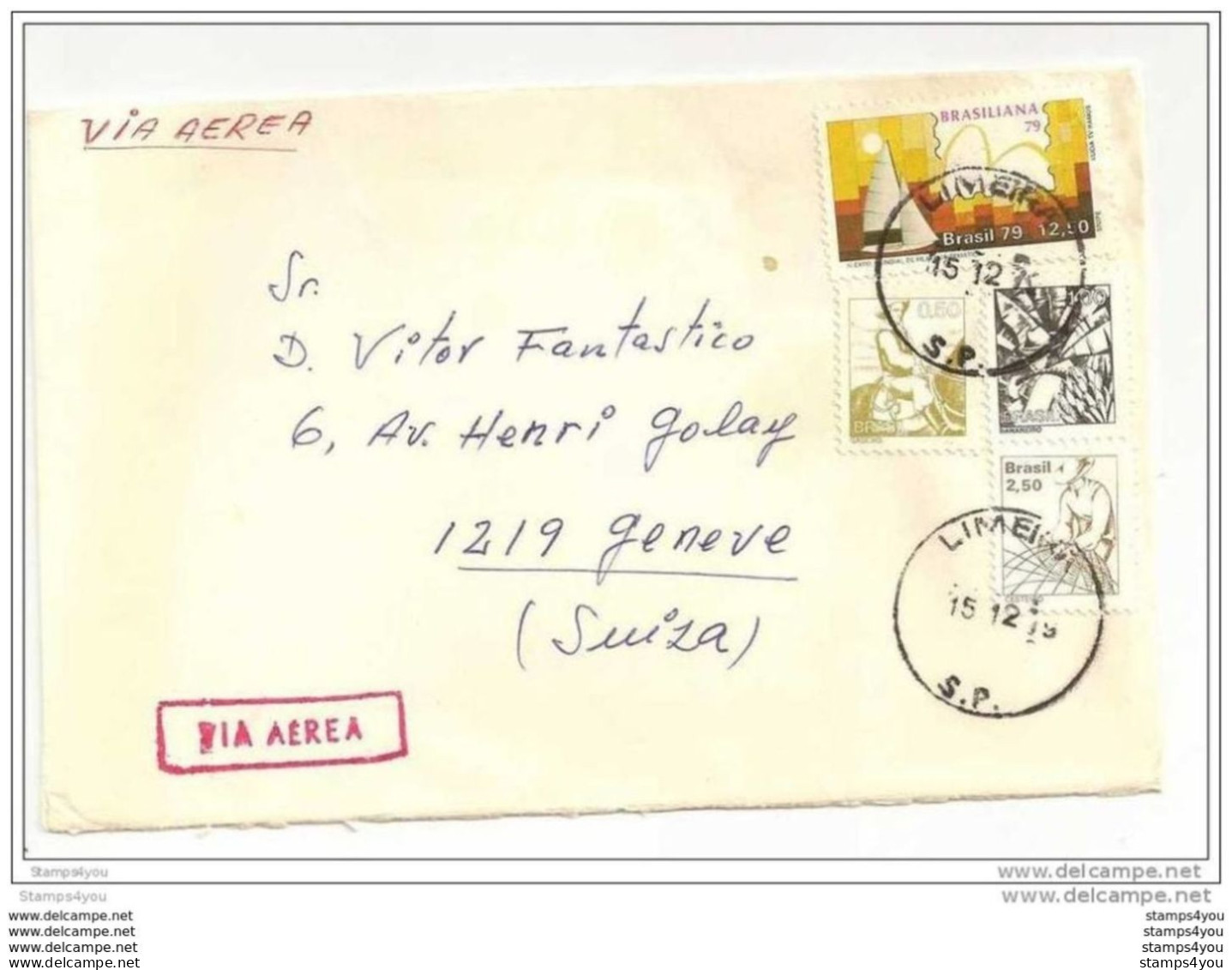 29 - 51 - Lettre Avion Envoyée De Limeira En Suisse 1979 - Storia Postale