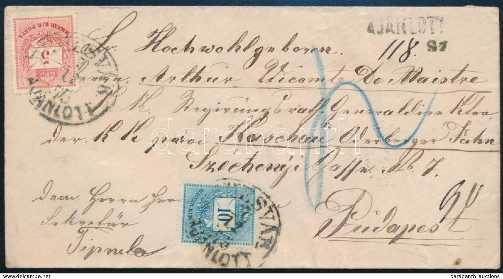 1875 5kr + 10kr Ajánlott Levélen "TEMESVÁR AJÁNLOTT" - Budapest - Altri & Non Classificati