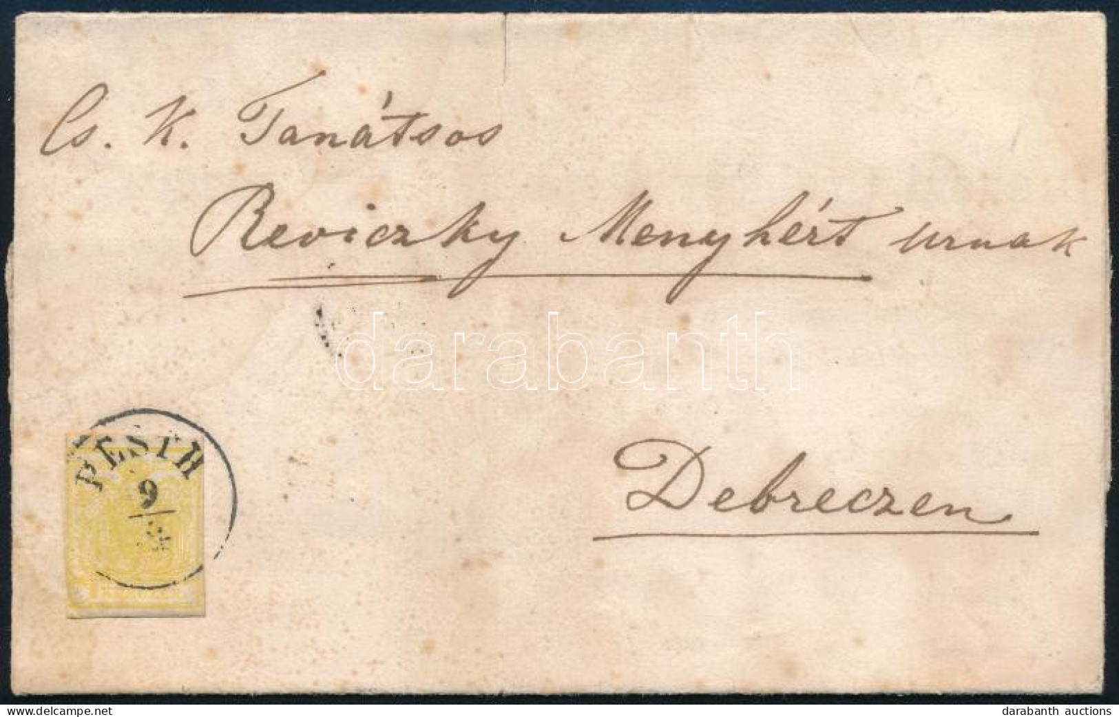 1857 1kr Gyászjelentésen "PESTH" - Debreczen - Other & Unclassified