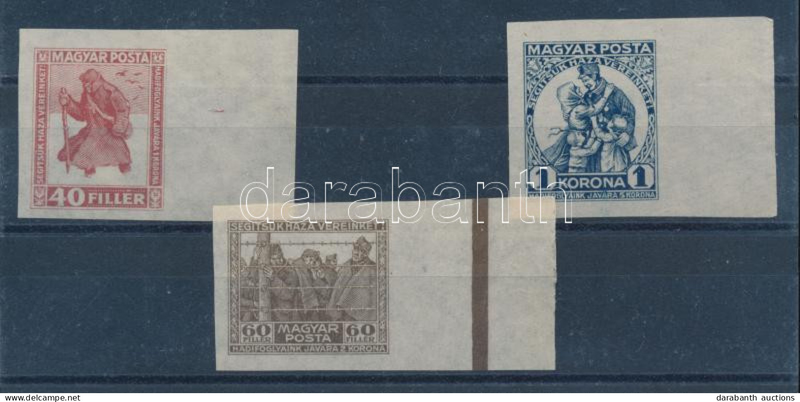 (*) 1920 Hadifogoly Sor Fogazatlan ívszéli Próbanyomatok Cigaretta Papíron / Imperforate Proof On Thin Paper - Autres & Non Classés