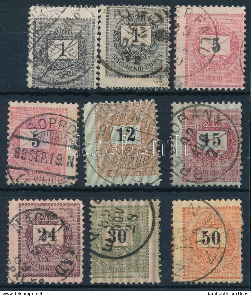 O 1889 2 X 1kr, 2 X 5kr, 12kr, 30kr, 24kr, 30kr és 50kr A Szomszéd Bélyegképbe Fogazva - Other & Unclassified