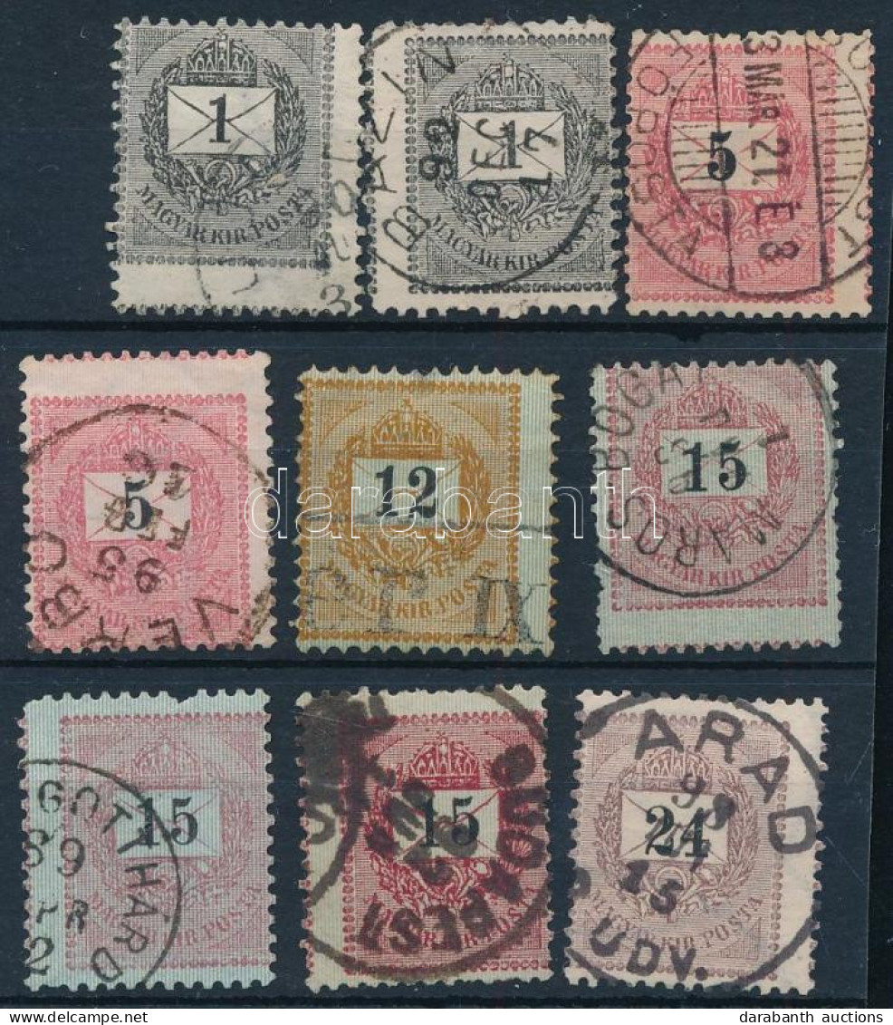 O 1889 2 X 1kr, 2 X 5kr, 12kr, 3 X 15kr, 24kr A Szomszéd Bélyegképbe Fogazva - Altri & Non Classificati