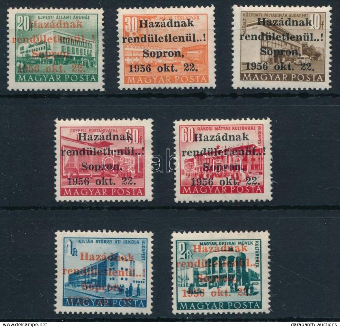 * 1956 Soproni Kiadás 7 értékes Sor Falctalanítva (**12.000) - Other & Unclassified