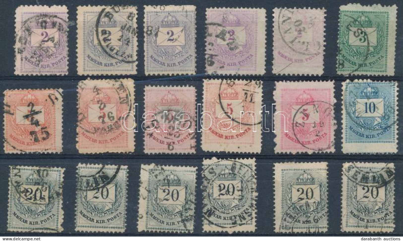 O 1874 Színesszámú 5 X 2kr, 3kr, 5 X 5kr, 10kr, 6 X 20kr Jelentősen Eltolódott Fogazással - Autres & Non Classés