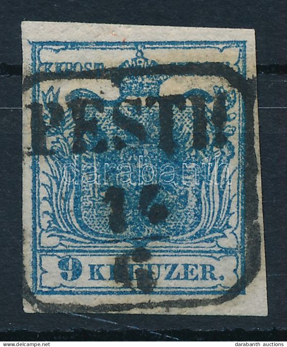 O 1850 9kr HP II Kiemelt Középrész, Kis Vízjeldarab "PESTH" - Sonstige & Ohne Zuordnung