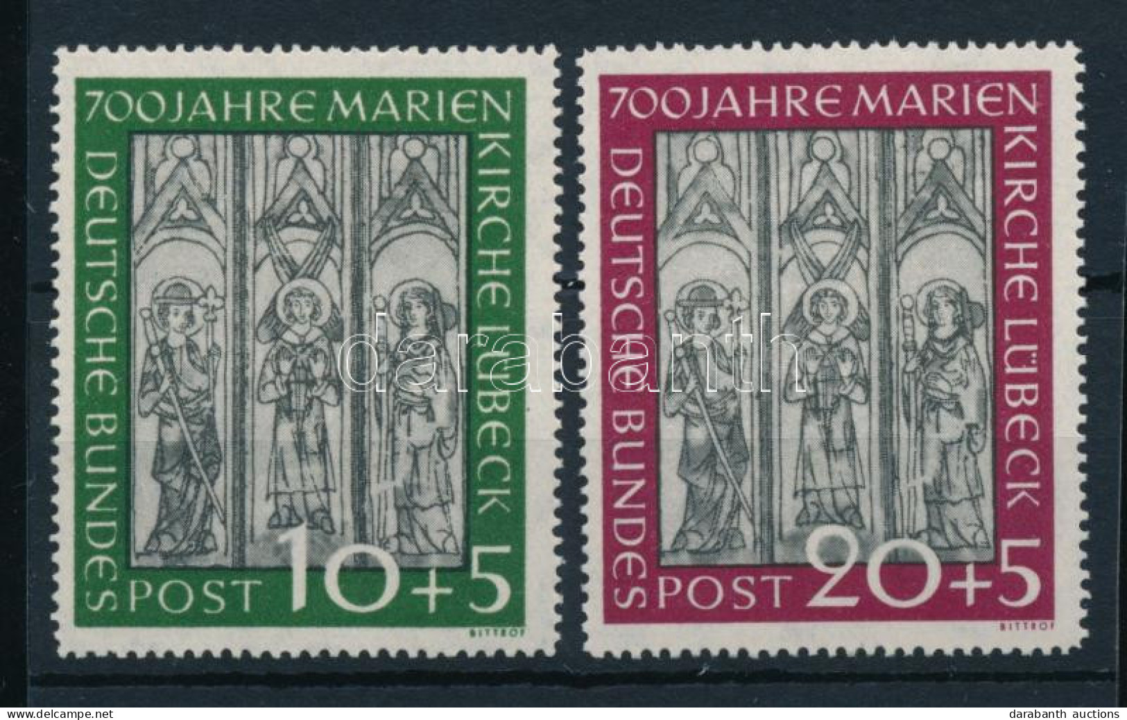 ** NSZK 1951 A Lübecki Szent Mária-templom 700. évfordulója Sor Mi 139-140 (Mi EUR 220.-) - Autres & Non Classés