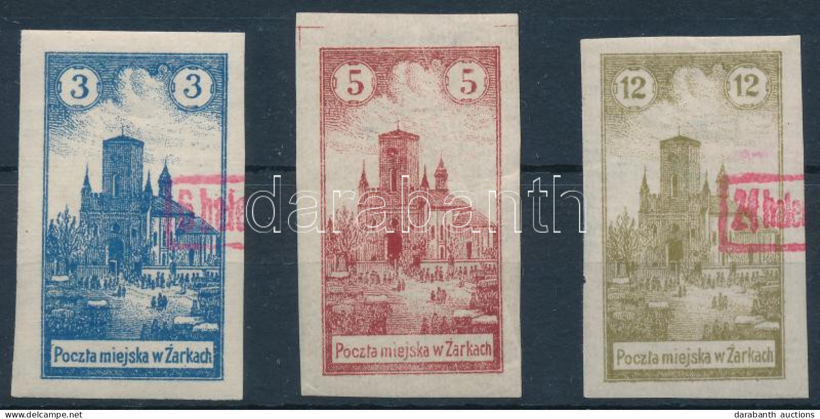 * Lengyelország Zarki Helyi Kiadás 1918 Mi 2, 4, 6 (Mi EUR 420,-) Garancia Nélkül / No Guarantee (5h Hajtott / Folded) - Sonstige & Ohne Zuordnung