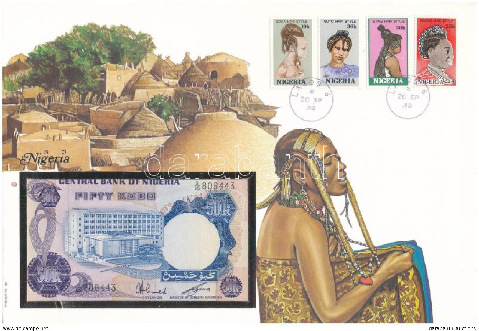 Nigéria 1976-1978. 50K Felbélyegzett Borítékban, Bélyegzéssel T:I Nigeria 1976-1978. 50 Kobo In Envelope With Stamp And  - Unclassified